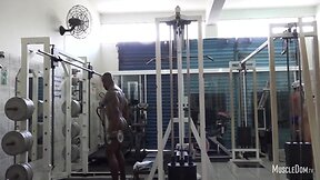 Bare latin guys in public gym
